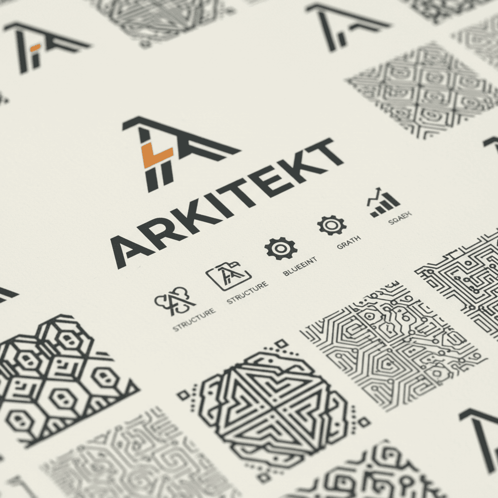 Comprehensive brand identity system components displayed in organized grid