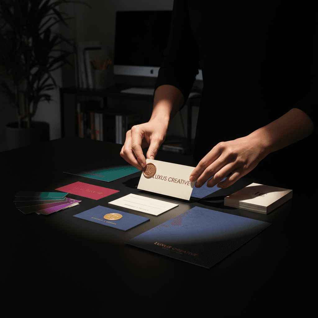 Brand identity materials arranged showing complete system design